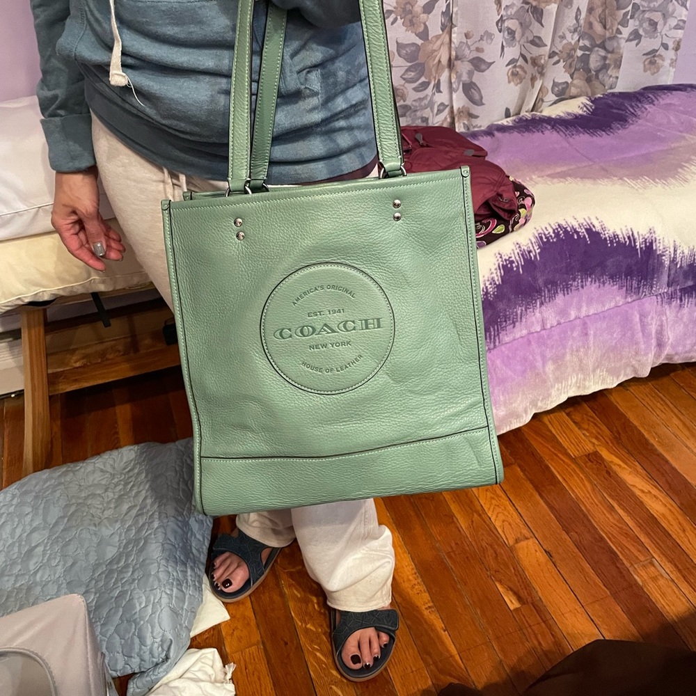 Green coach tote bag used once in excellent condition
